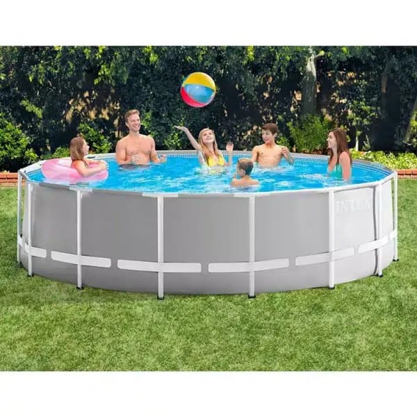 Intex Prism Rund pool m. metallram 457x122cm inkl pump och stege