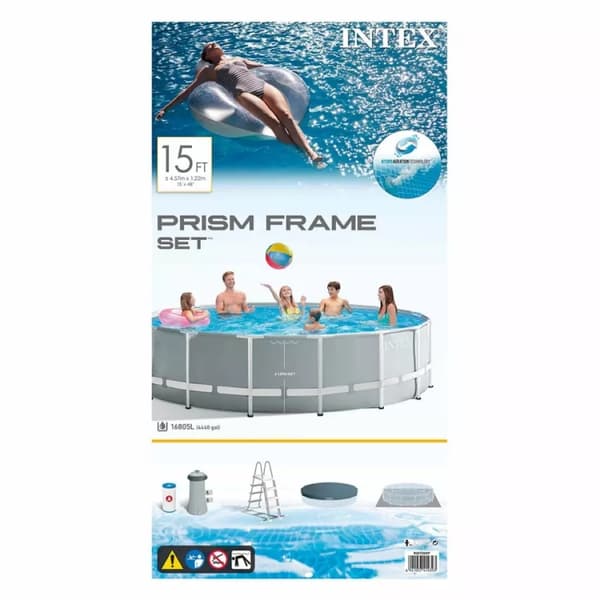 Intex Prism Rund pool m. metallram 457x122cm inkl pump och stege
