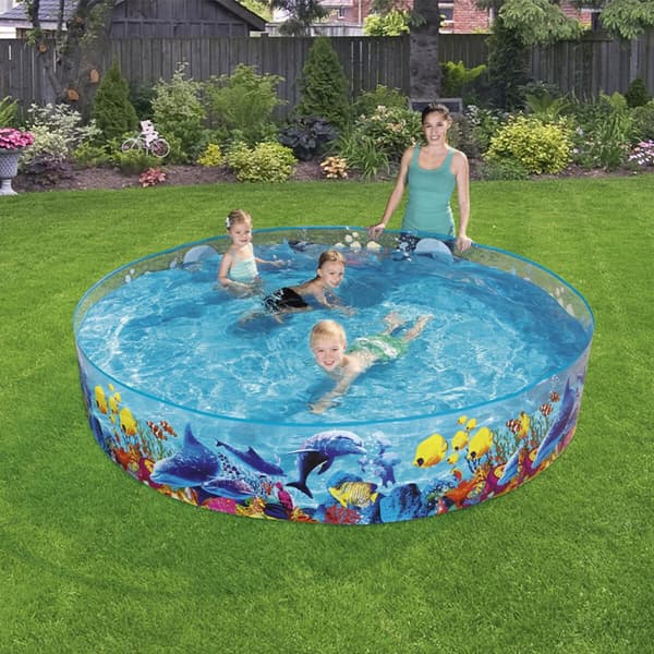 Uppblåsbar plaskpool för barn Shine Inline 244 x 46 cm Havsblå