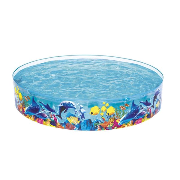 Uppblåsbar plaskpool för barn Shine Inline 244 x 46 cm Havsblå