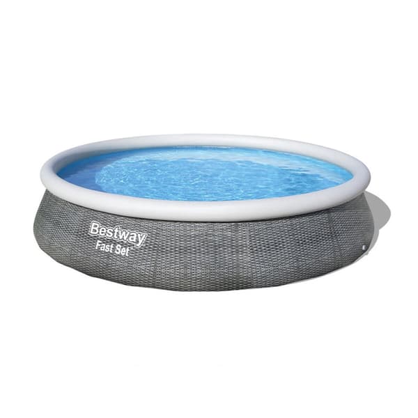Bestway Uppblåsbar Vuxenpool Aro Rattan med Rengörare 396x84 cm Trädgård 57376
