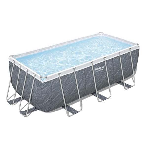 Bestway Rektangulär Stålram Ovan Markpool Power Steel Stone 412x201x122 Cm 8124 Liters