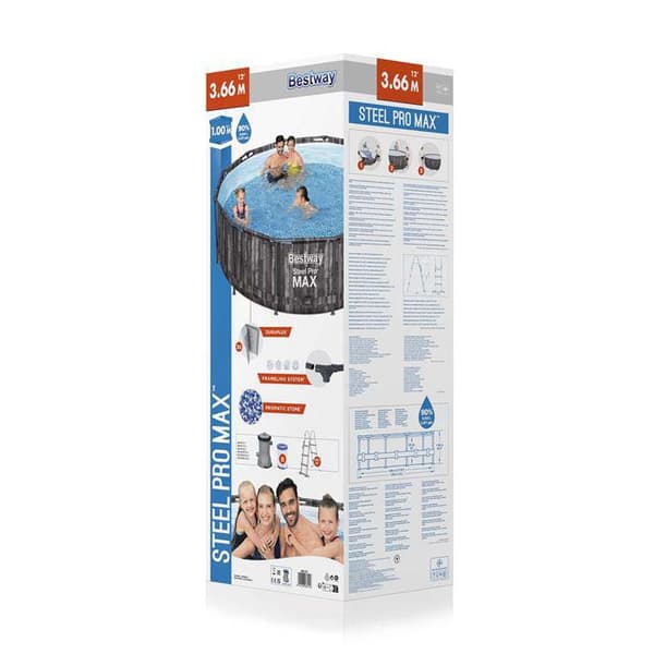 Bestway Rund Stålramme Over Jorden Pool Steel Pro Max Ø 366x100 Cm 9150 Liters
