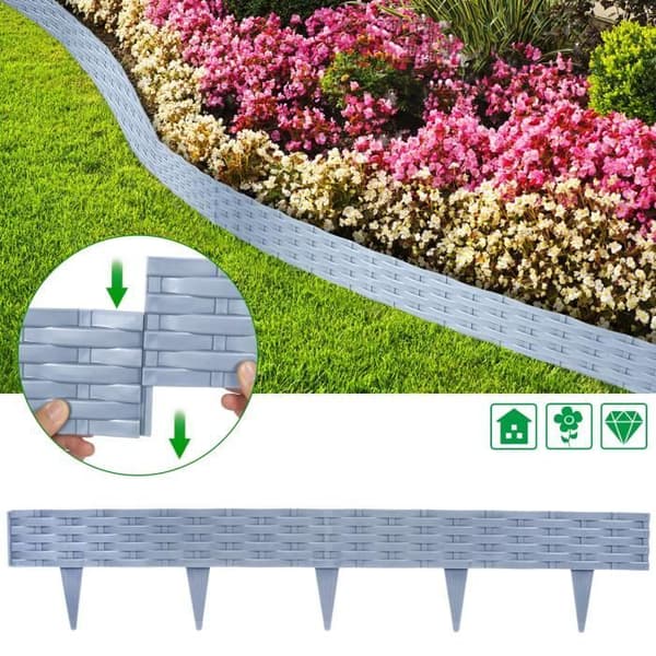 Trädgårdsrand - XMTECH - 50m - Plast PP - Grå - Flexibel och väderbeständig