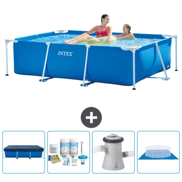 Intex rektangulär ram swimmingpool - 220 x 150 x 60 cm - Blå - ingår Tillbehör CB1