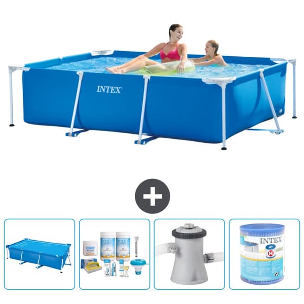 Intex suorakaiteen muotoinen uima-allas - 220 x 150 x 60 cm - Sininen - Mukana Lisätarvikkeet A4