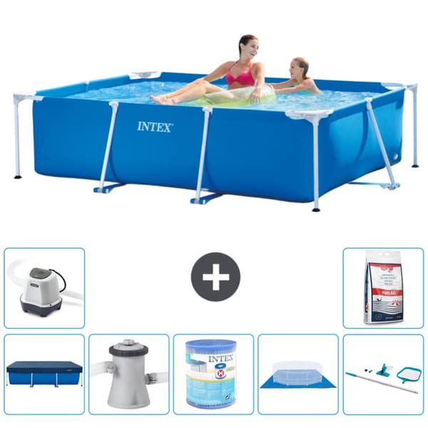 Intex svømmebassin med rektangulær ramme - 220 x 150 x 60 cm - Blå - Inkluderet tilbehør A29
