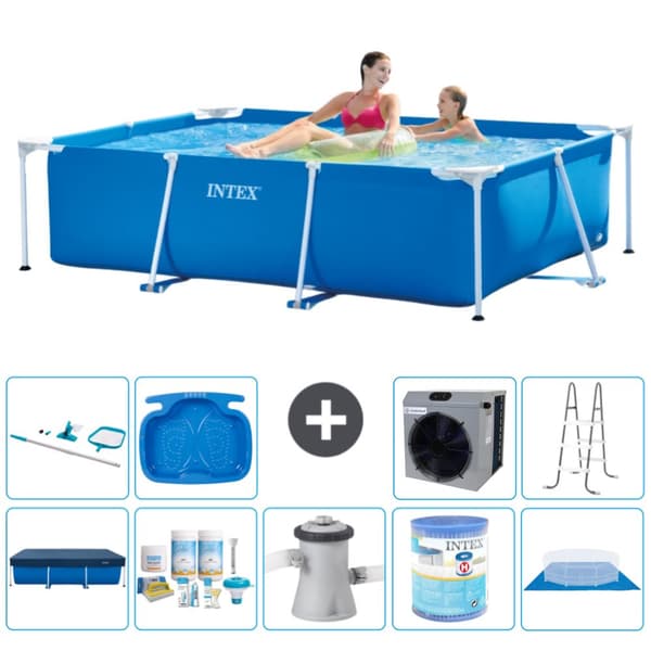 Intex svømmebassin med rektangulær ramme - 220 x 150 x 60 cm - Blå - Inkluderet tilbehør A31