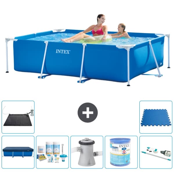 Intex rektangulär ram swimmingpool - 220 x 150 x 60 cm - Blå - ingår Tillbehör A43