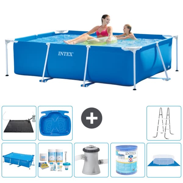 Intex rektangulär ram swimmingpool - 220 x 150 x 60 cm - Blå - ingår Tillbehör A56