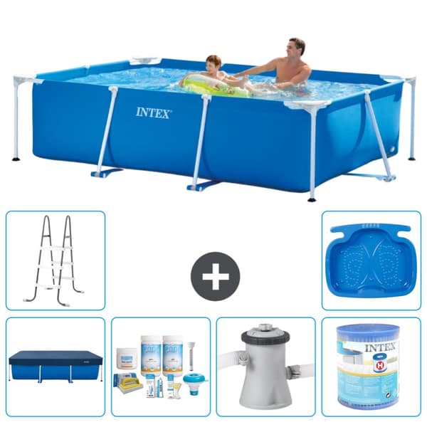 Intex rektangulär ram swimmingpool - 260 x 160 x 65 cm - Blå - ingår Tillbehör A83