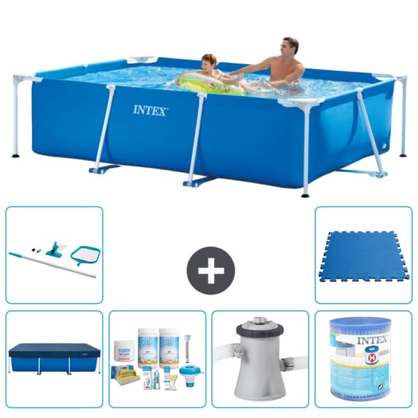 Intex rektangulär ram swimmingpool - 260 x 160 x 65 cm - Blå - ingår Tillbehör A117