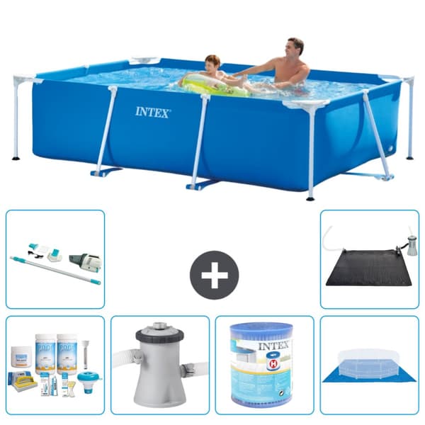 Intex rektangulär ram swimmingpool - 260 x 160 x 65 cm - Blå - ingår Tillbehör A122
