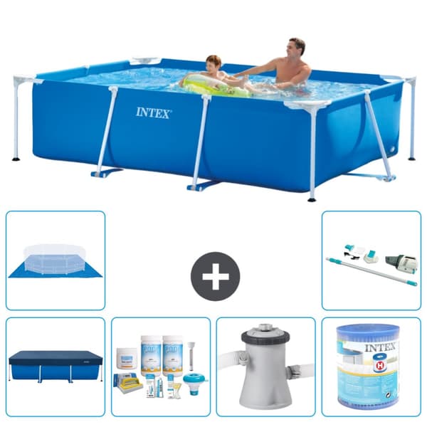 Intex suorakaiteen muotoinen uima-allas - 260 x 160 x 65 cm - Sininen - Mukana Lisätarvikkeet A127