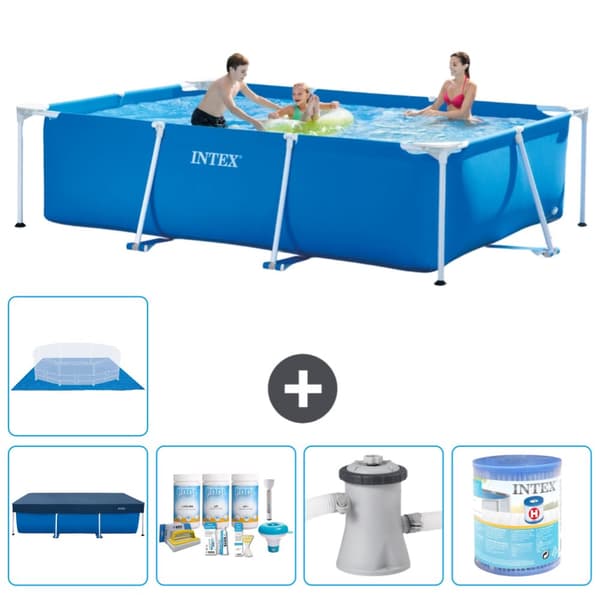 Intex suorakaiteen muotoinen uima-allas - 300 x 200 x 75 cm - Sininen - Mukana Lisätarvikkeet A150