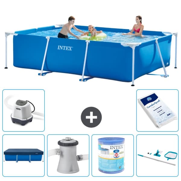 Intex rektangulär ram swimmingpool - 300 x 200 x 75 cm - Blå - ingår Tillbehör A170