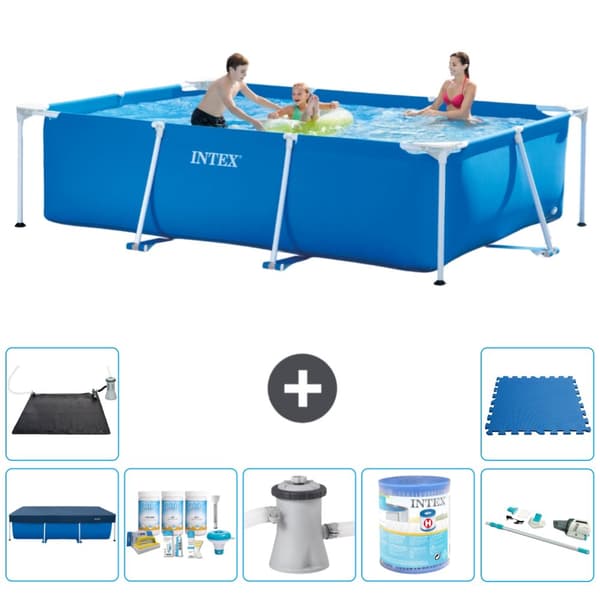 Intex rektangulär ram swimmingpool - 300 x 200 x 75 cm - Blå - ingår Tillbehör A187