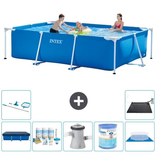 Intex suorakaiteen muotoinen uima-allas - 300 x 200 x 75 cm - Sininen - Mukana Lisätarvikkeet A199