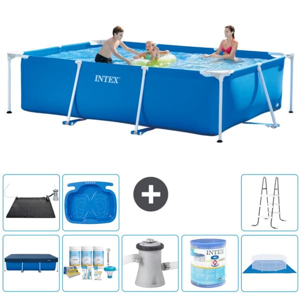 Intex suorakaiteen muotoinen uima-allas - 300 x 200 x 75 cm - Sininen - Mukana Lisätarvikkeet A207