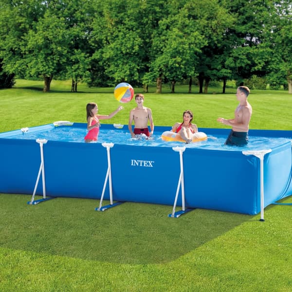 Intex rektangulär ram swimmingpool - 450 x 220 x 84 cm - Blå - ingår Tillbehör A244