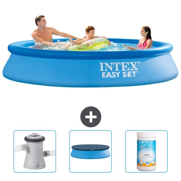 Intex Rund Uppblåsbar Easy Set Pool - 305 x 61 cm - Blå - Ingår Tillbehör CB75