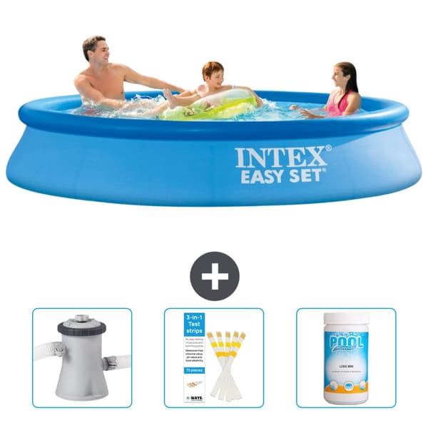 Intex rund oppustelig let sæt swimmingpool - 305 x 61 cm - blå - inkluderet tilbehør CB73