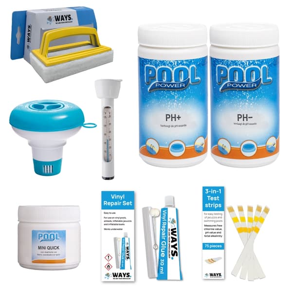 Intex Rund Uppblåsbar Easy Set Pool - 244 x 61 cm - Blå -  Inklusive Tillbehör - CB20