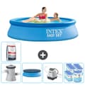 Miniatyrbillede 1 af 8: Intex rund oppustelig let sæt swimmingpool - 244 x 61 cm - Blå -  Inklusive Tilbehør CB55