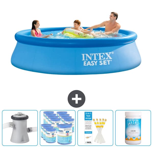 Intex rund oppustelig let sæt swimmingpool - 305 x 76 cm - Blå - Inklusive Tilbehør CB85
