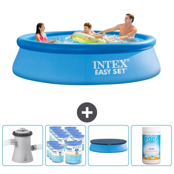 Intex rund oppustelig let sæt swimmingpool - 305 x 76 cm - Blå -  Inklusive Tilbehør CB87
