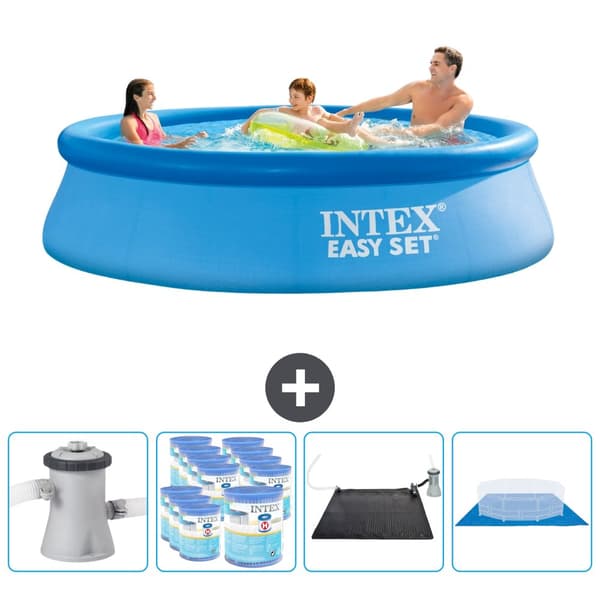 Intex rund oppustelig let sæt swimmingpool - 305 x 76 cm - Blå -  Inklusive Tilbehør CB91