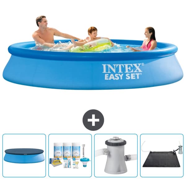 Intex rund oppustelig let sæt swimmingpool - 305 x 61 cm - blå - inkluderet tilbehør CB4