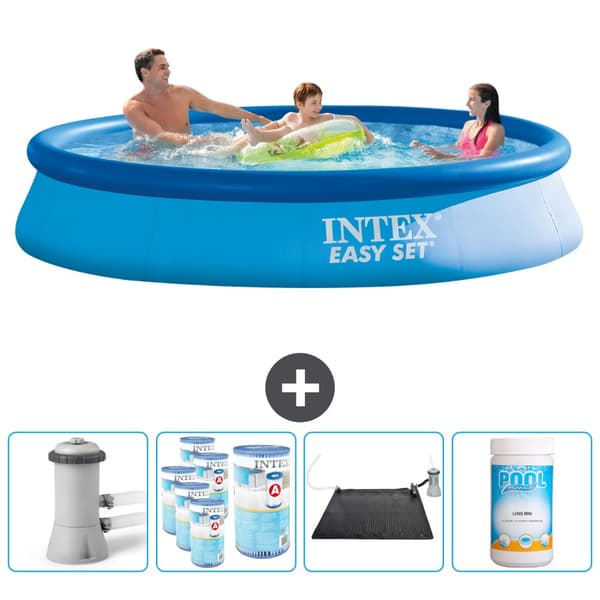 Intex Pyöreä puhallettava Easy Set uima-allas - 366 x 76 cm - Sininen -  Tarvikkeet Mukaan Lukien CB92