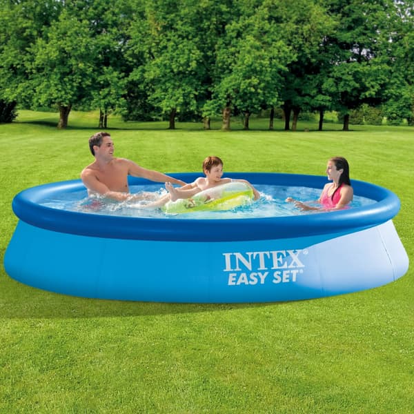 Intex rund oppustelig let sæt swimmingpool - 366 x 76 cm - Blå -  Inklusive Tilbehør CB94