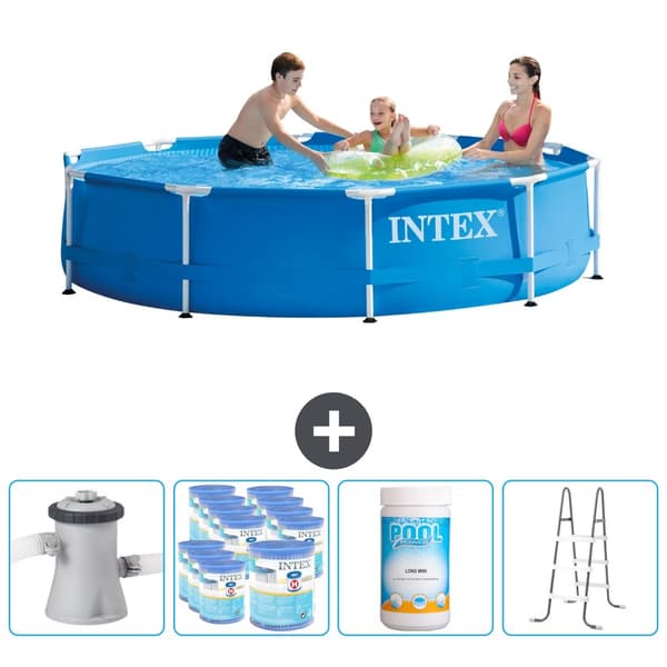 Intex Round Frame Swimming Pool - 305 x 76 cm - Blå -  Inklusive Tillbehör - CB96