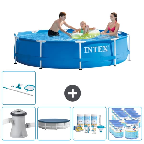 Intex Round Frame Swimming Pool - 305 x 76 cm - Blå -  Inklusive Tilbehør CB21