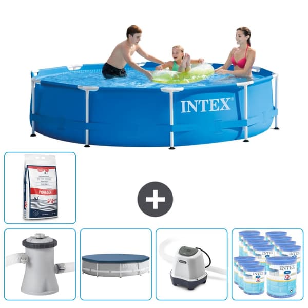 Intex Round Frame Swimming Pool - 305 x 76 cm - Blå -  Inklusive Tilbehør CB55