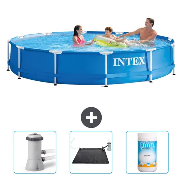 Intex Round Frame Swimming Pool - 366 x 76 cm - Blå - Ingår Tillbehör CB80