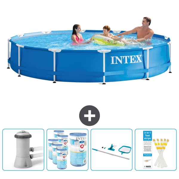Intex Pyöreärunkoinen uima-allas - 366 x 76 cm - Sininen -  Tarvikkeet Mukaan Lukien CB94