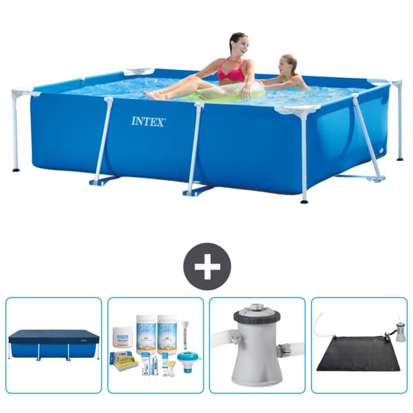 Intex rektangulär ram swimmingpool - 220 x 150 x 60 cm - Blå - ingår Tillbehör CB4
