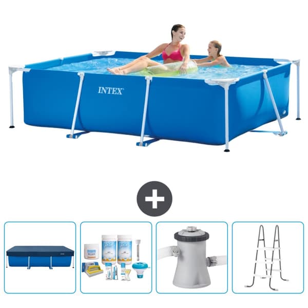 Intex rektangulär ram swimmingpool - 220 x 150 x 60 cm - Blå - ingår Tillbehör CB6