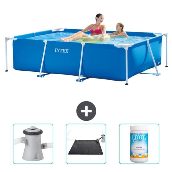 Intex svømmebassin med rektangulær ramme - 220 x 150 x 60 cm - Blå - Inkluderet tilbehør CB80