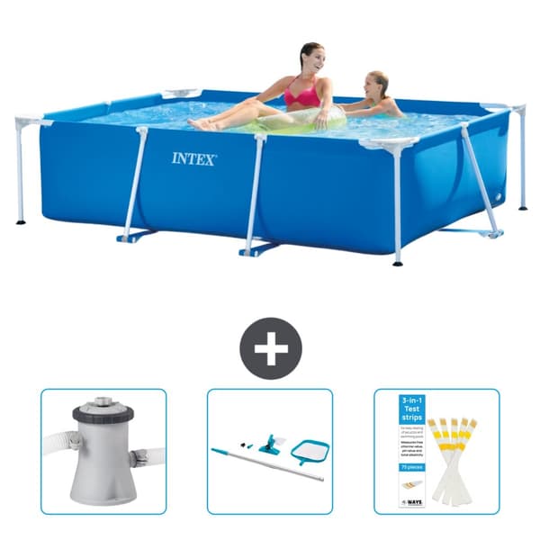 Intex rektangulär ram swimmingpool - 220 x 150 x 60 cm - Blå - ingår Tillbehör CB82
