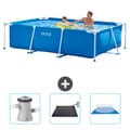 Miniatyrbild 1 av 6: Intex rektangulär ram swimmingpool - 260 x 160 x 65 cm - Blå - ingår Tillbehör CB79