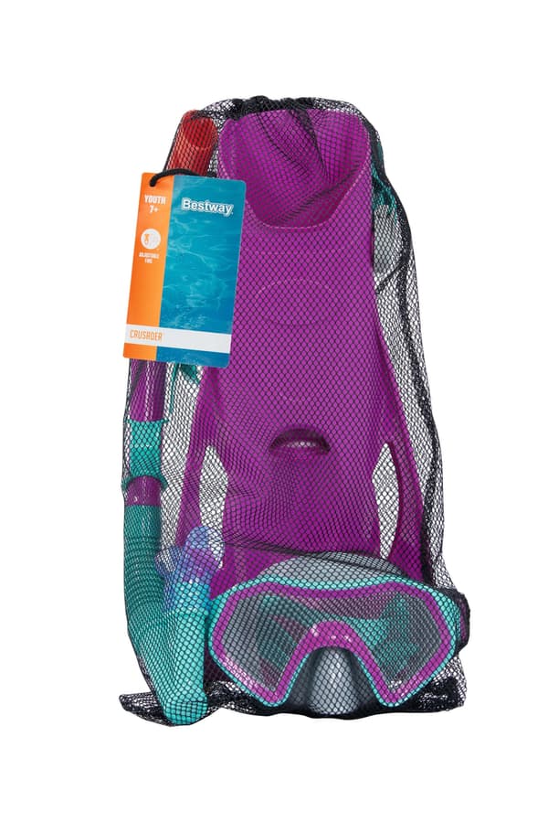 Lasten sukellussetti vaaleanpunainen naamio, evät, snorkkeli Bestway 25046