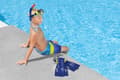 Miniatyrbild 4 av 10: Dykningsset för barn blå mask, fenor, snorkel Bestway 25046