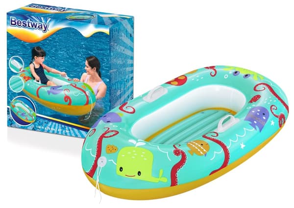 Ilmatäytteinen Ponttoni lapsille 119 cm x 79 cm Sininen Bestway 34009