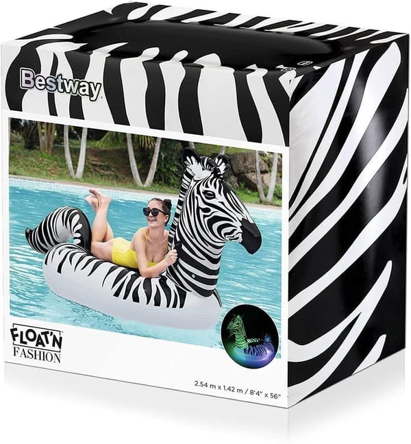 Zebra LED oppustelig madras 254 x 142 cm Bestway 41406