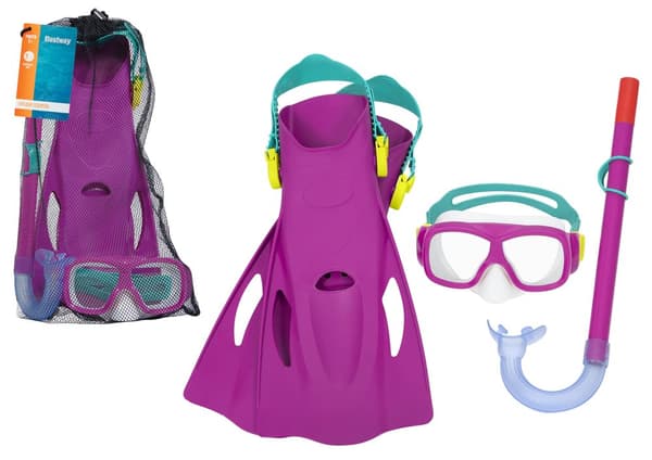 Dykning Set Mask, Snorkel, fenor Pink Bestway 25019