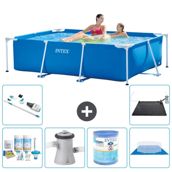 Intex rektangulär ram swimmingpool - 220 x 150 x 60 cm - Blå - ingår Tillbehör A50